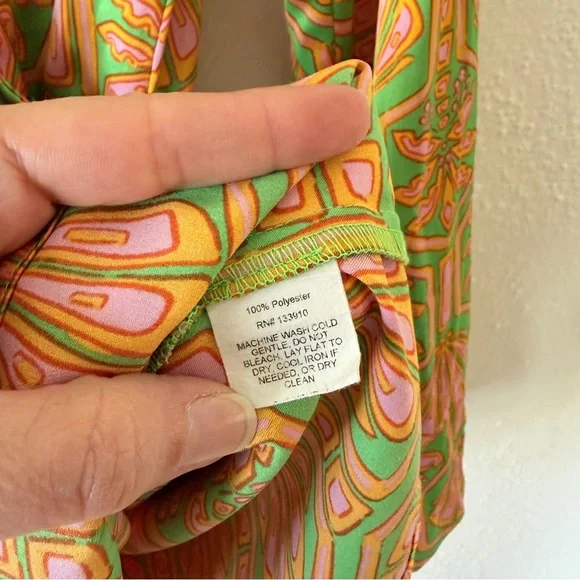 Show Me Your MuMu Womens Pink & Green Clara Silky Mini Dress - Picture 9 of 10
